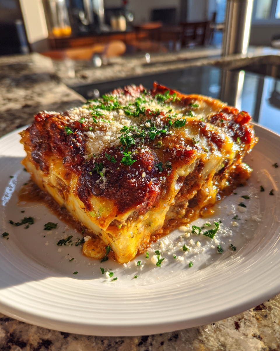 Final dish - Cheeseburger Lasagna with Garlic and Parmesan: A Fusion Feast to Savor