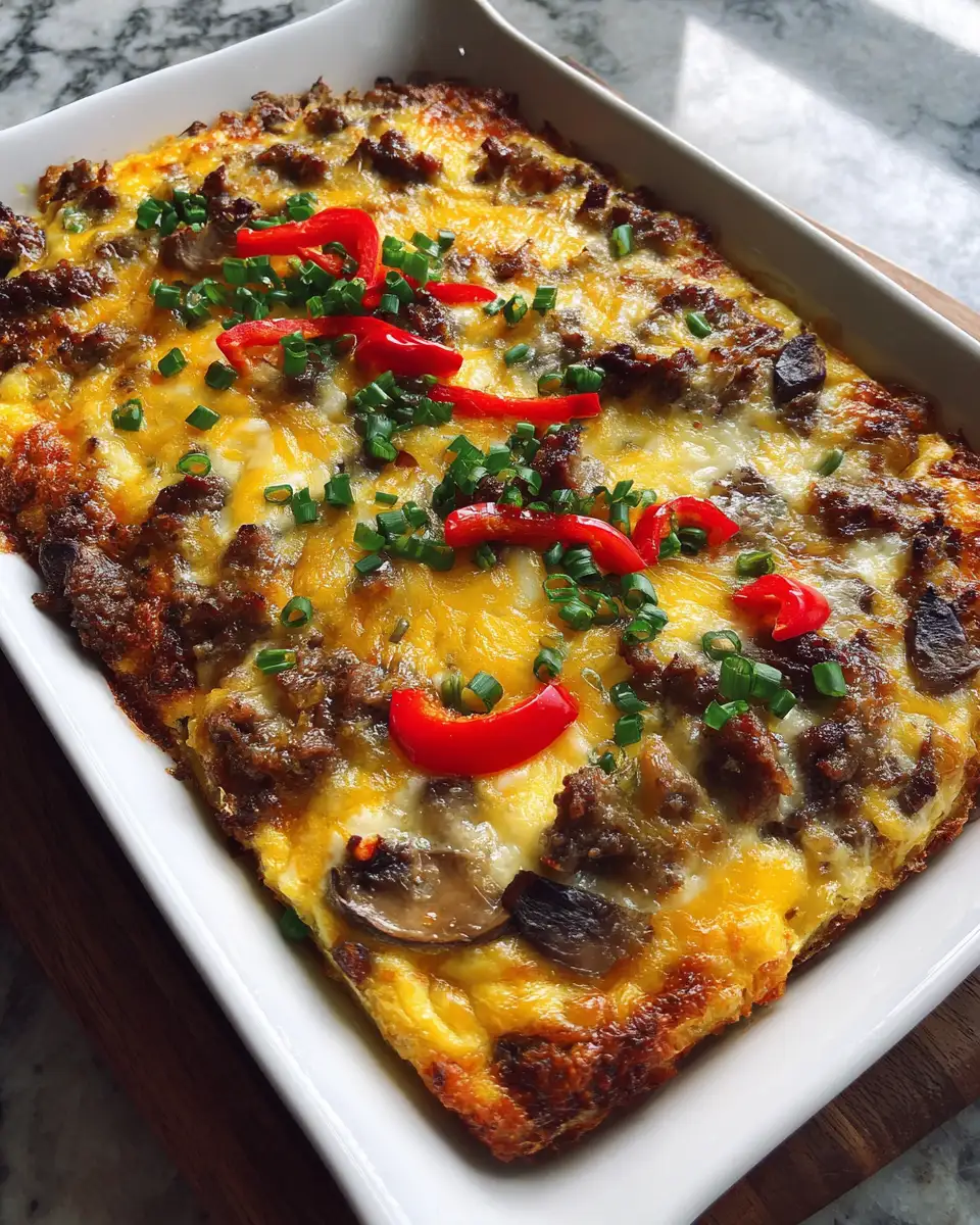 Final dish - Irresistibly Cheesy Low Carb Philly Cheesesteak Casserole Delight