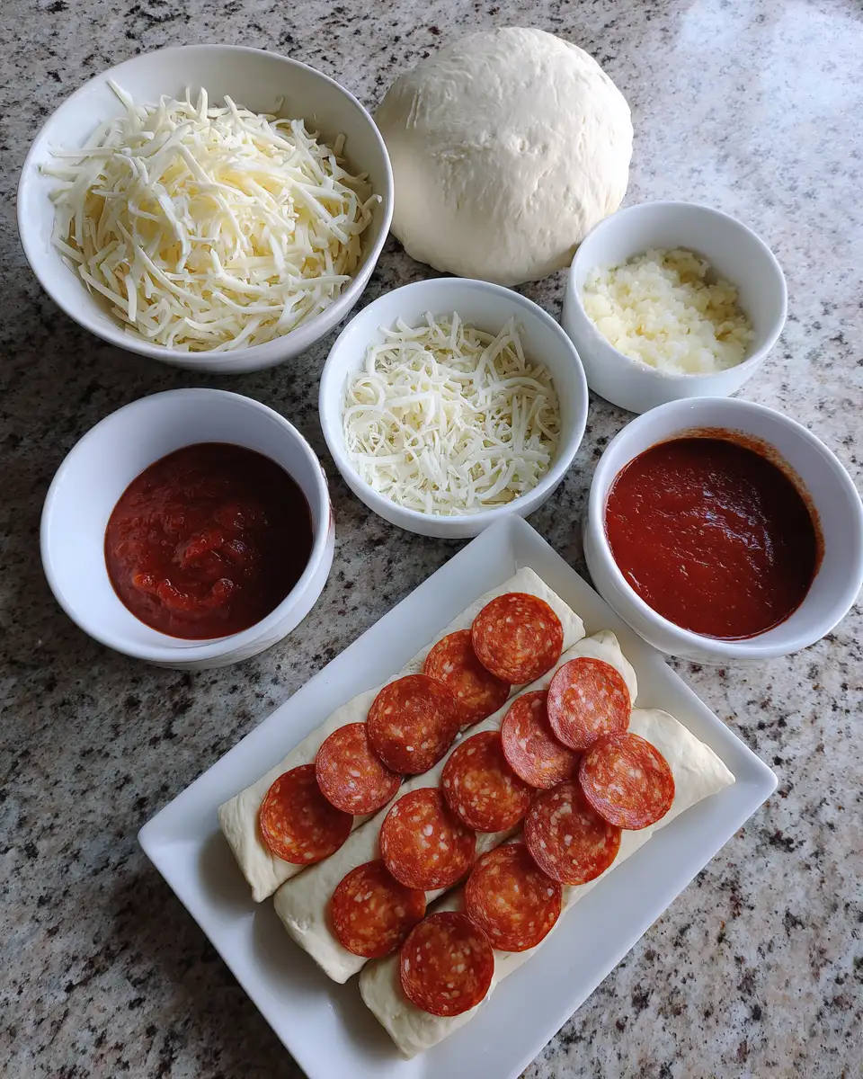 Ingredients for Irresistible Cheesy Pepperoni Pizza Roll-Ups That Will Transform Your Snack Game