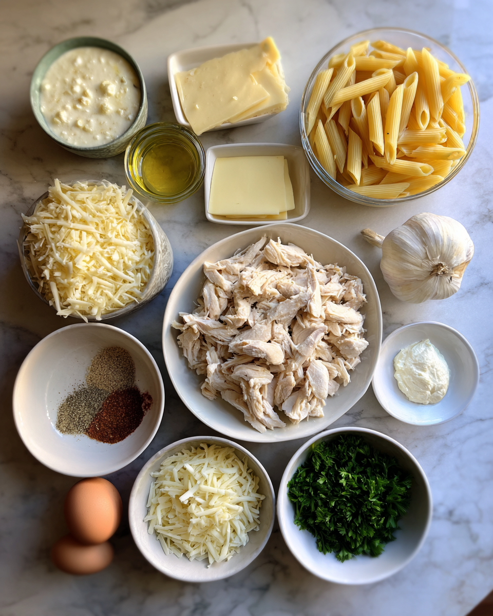 Ingredients for Creamy Comfort: The Ultimate Chicken Alfredo Bake Recipe