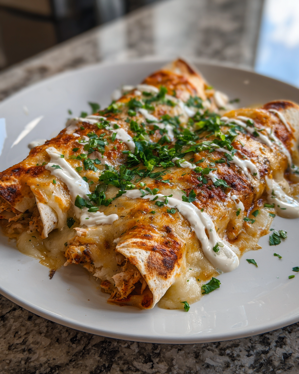 Creamy Dream: Chicken Enchiladas with Sour Cream White Sauce Delight 6 Final dish - Creamy Dream: Chicken Enchiladas with Sour Cream White Sauce Delight