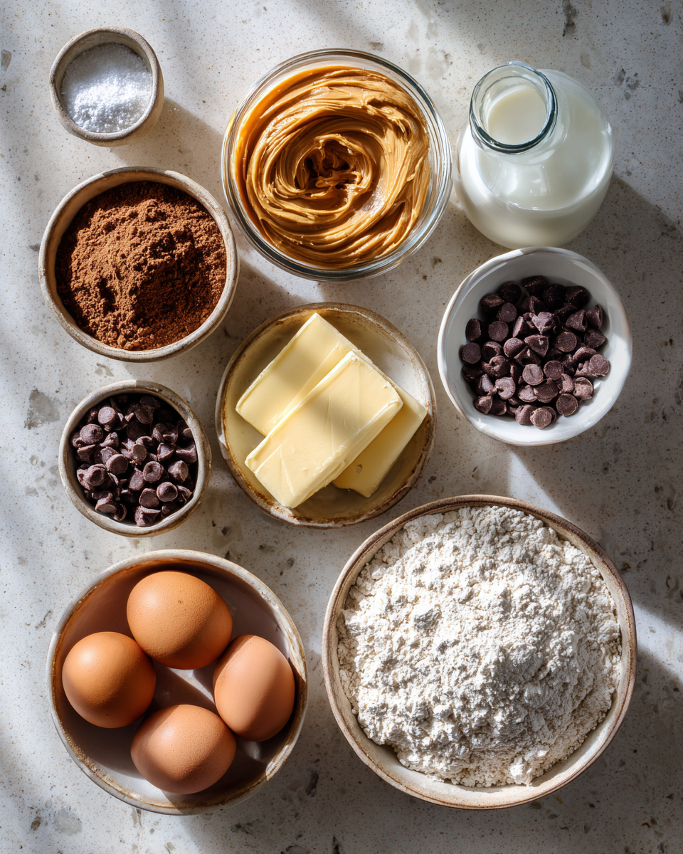 Ingredients for Indulge in Bliss with Irresistible Chocolate Peanut Butter Swirl Cookies