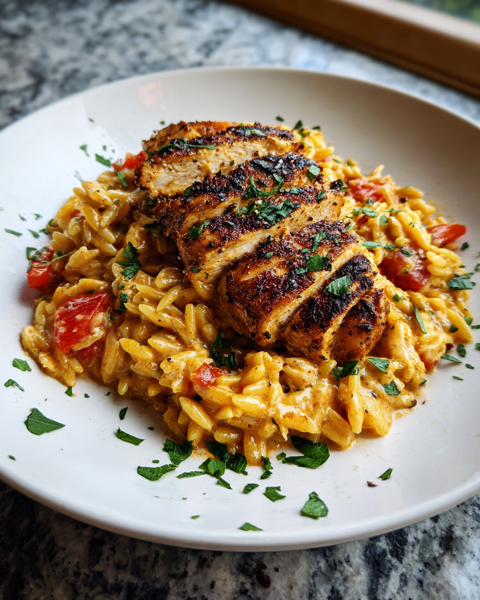 Savor the Spice: Creamy Cajun Chicken Orzo Bake Delight 6 Final dish - Savor the Spice: Creamy Cajun Chicken Orzo Bake Delight
