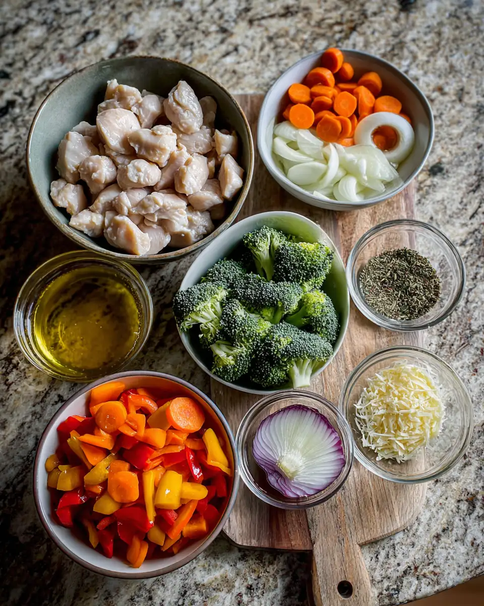 Ingredients for Irresistibly Creamy Chicken and Veggies: A Comfort Food Classic