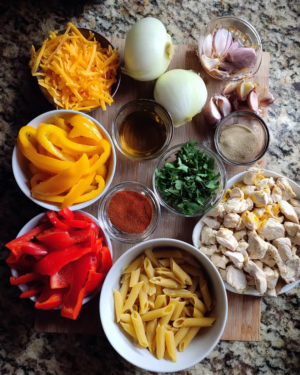 Ingredients for Irresistibly Creamy Chicken Fajita Pasta: Your New Weeknight Favorite
