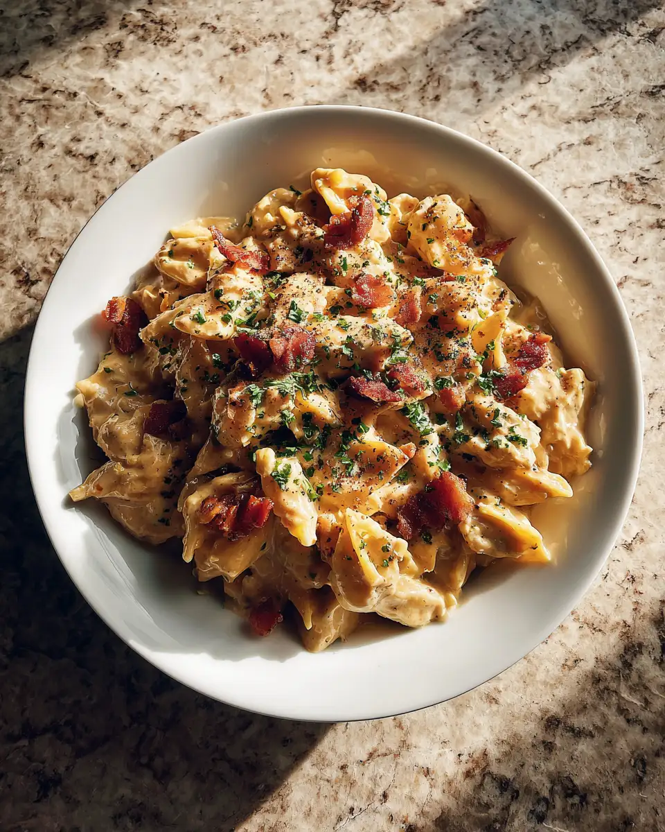 Final dish - Indulge in a Heavenly Bowl of Creamy Chicken Pasta with Bacon