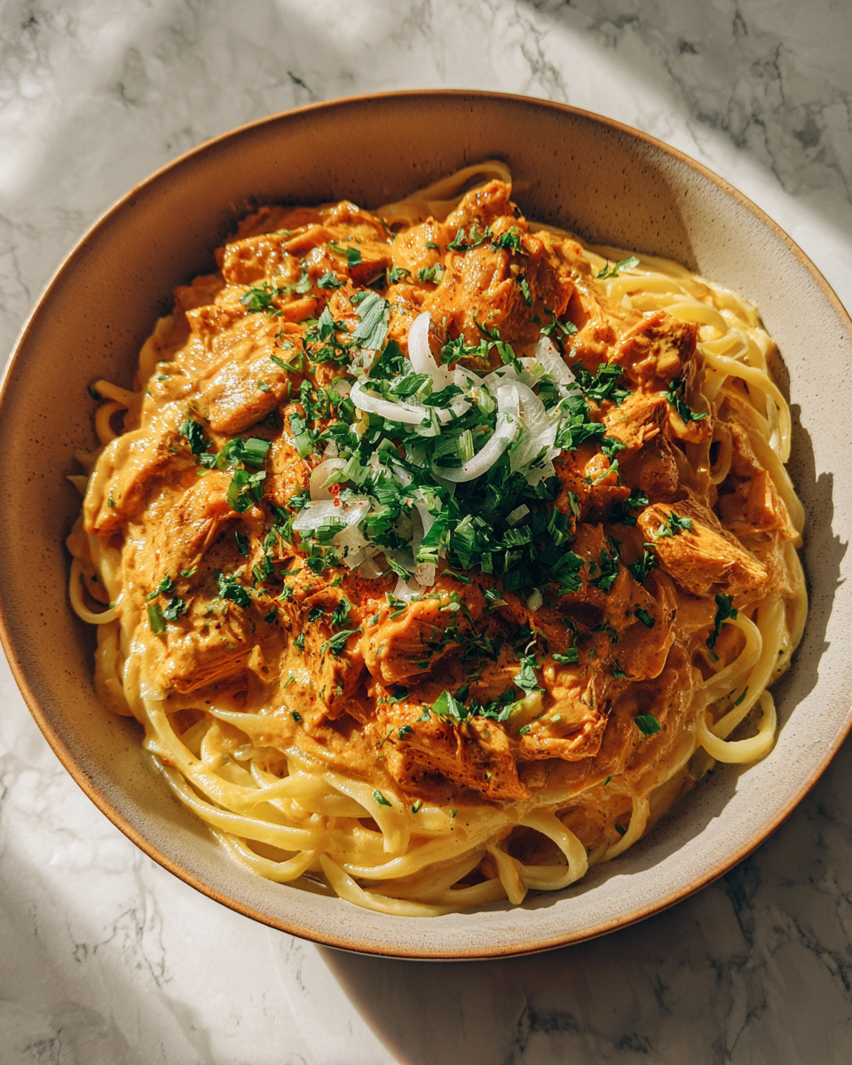 Final dish - Creamy Cowboy Butter Chicken Linguine: A Wild West Culinary Adventure