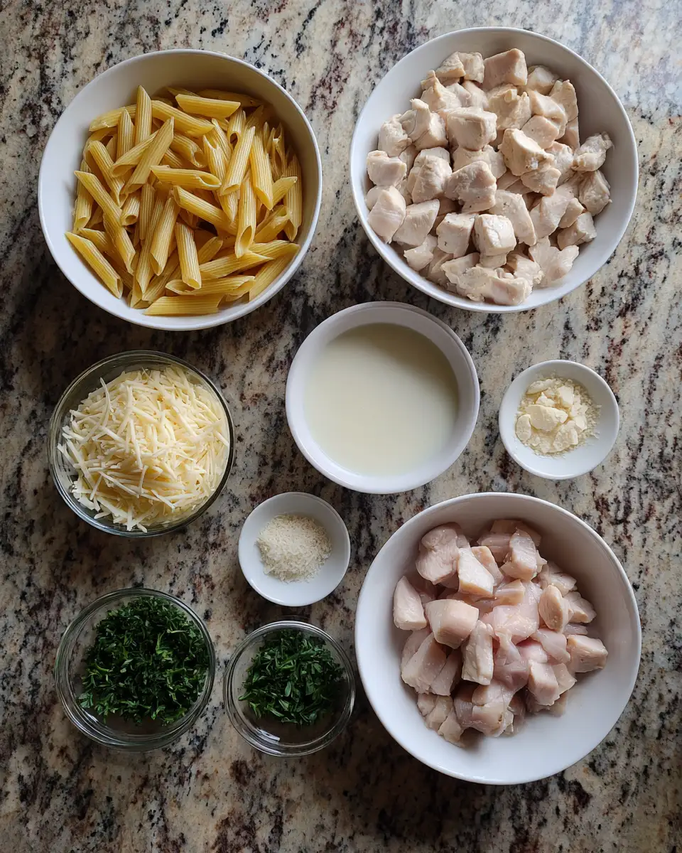 Ingredients for Indulge in the Ultimate Creamy Garlic Chicken Pasta Delight