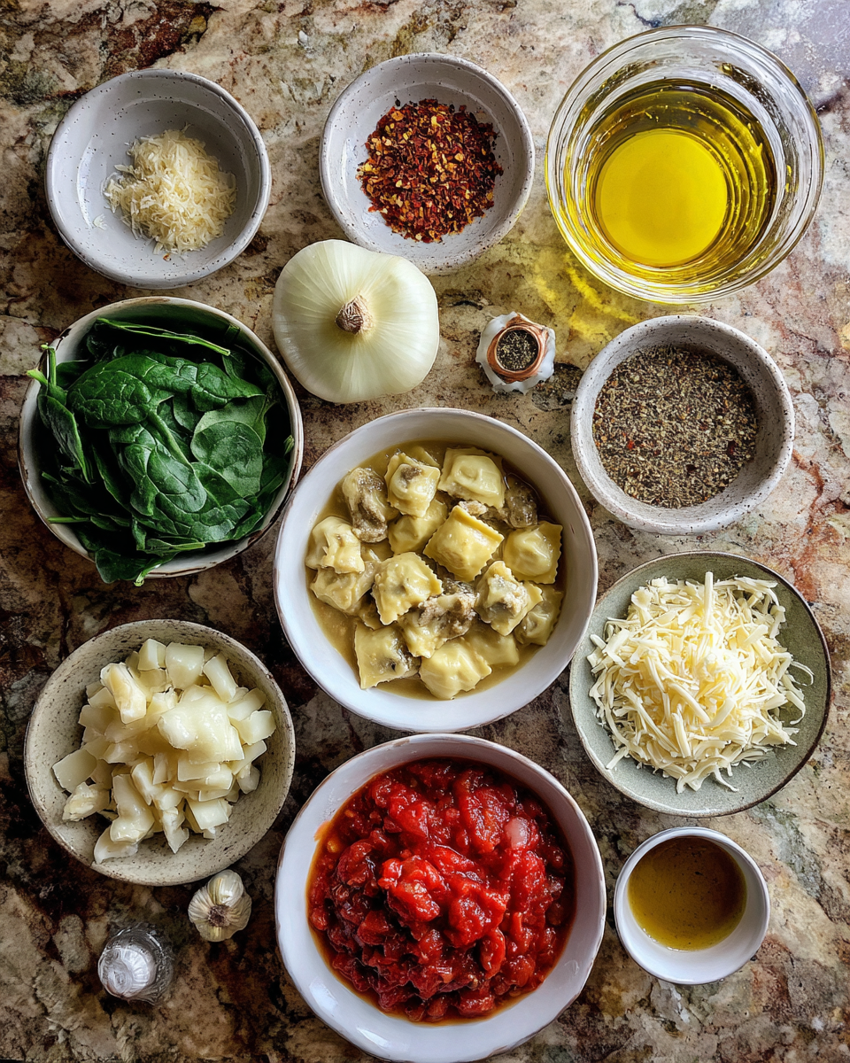 Ingredients for Indulge in the Ultimate Comfort: Creamy Tuscan Ravioli Soup Extravaganza