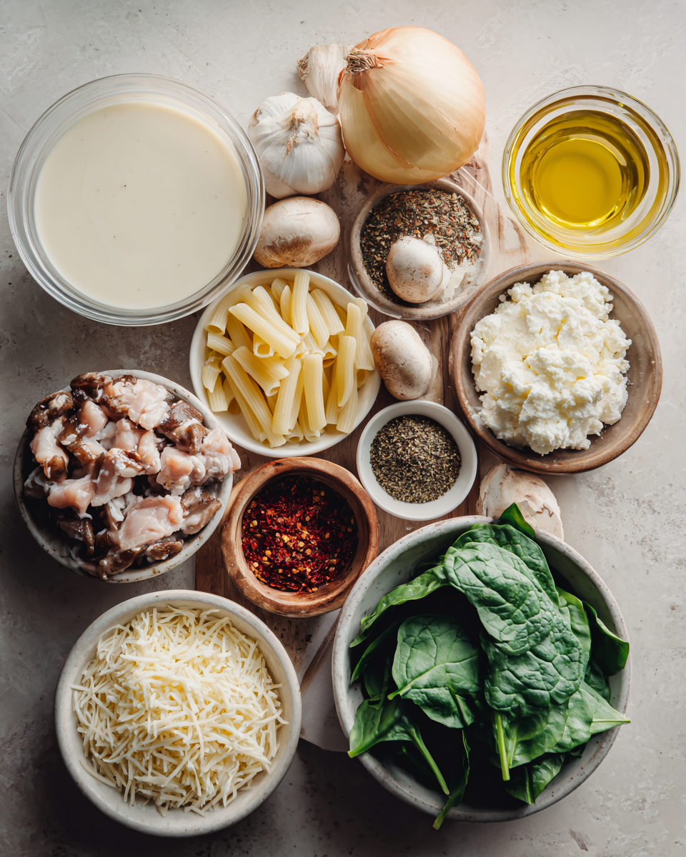 Ingredients for Cozy Up with a Bowl of Creamy White Chicken Lasagna Soup