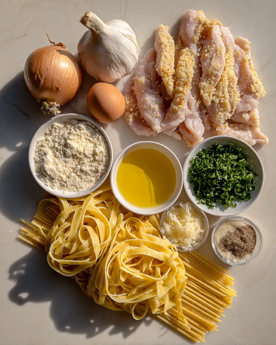 Ingredients for Irresistibly Delicious: Crispy Chicken Alfredo Bake That Will Make Your Taste Buds Dance