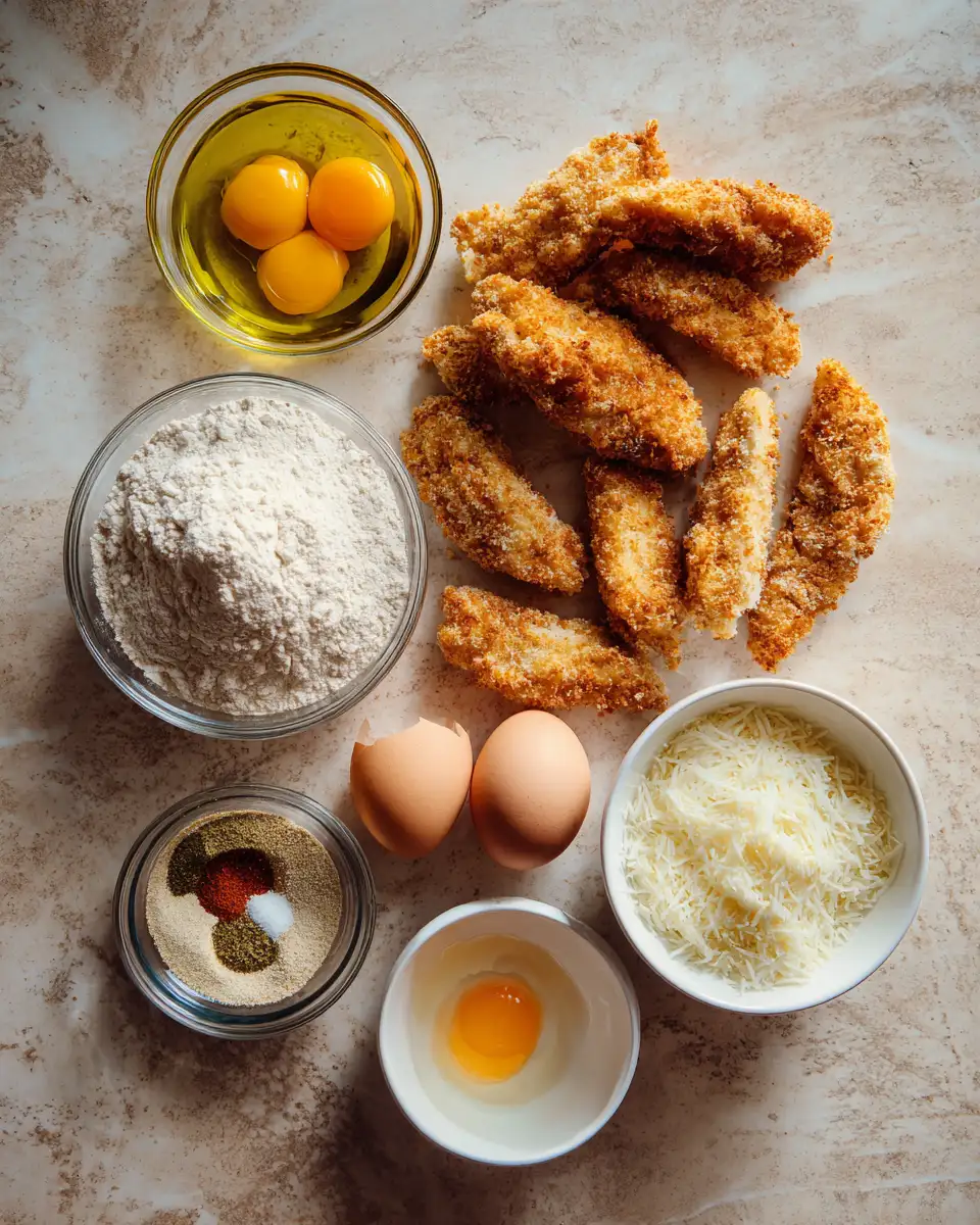 Ingredients for Ultimate Crispy Parmesan Chicken Tenders Delight