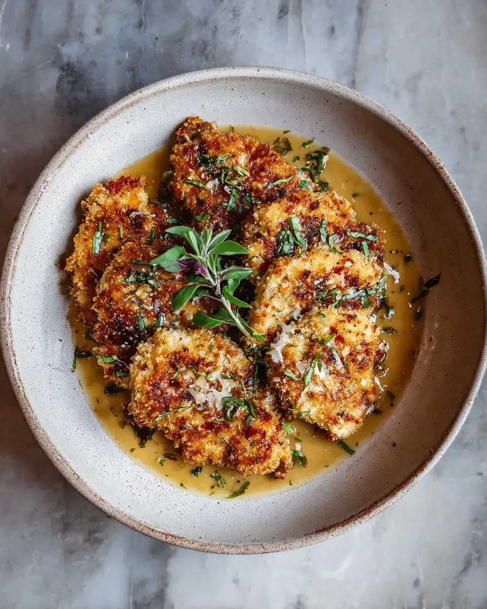 Final dish - Crispy Parmesan Chicken Meets Rich Garlic Sauce Delight