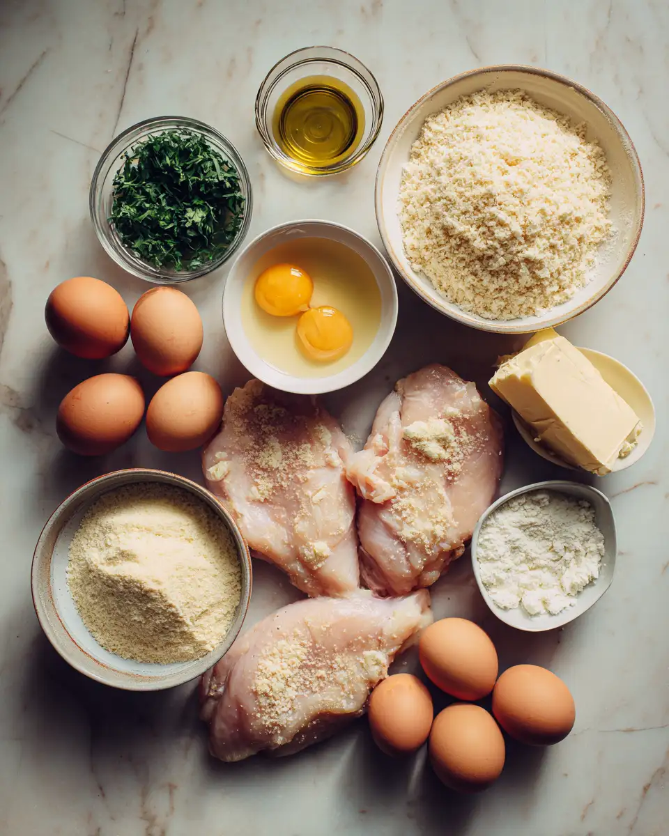 Ingredients for Crispy Parmesan Chicken Meets Rich Garlic Sauce Delight