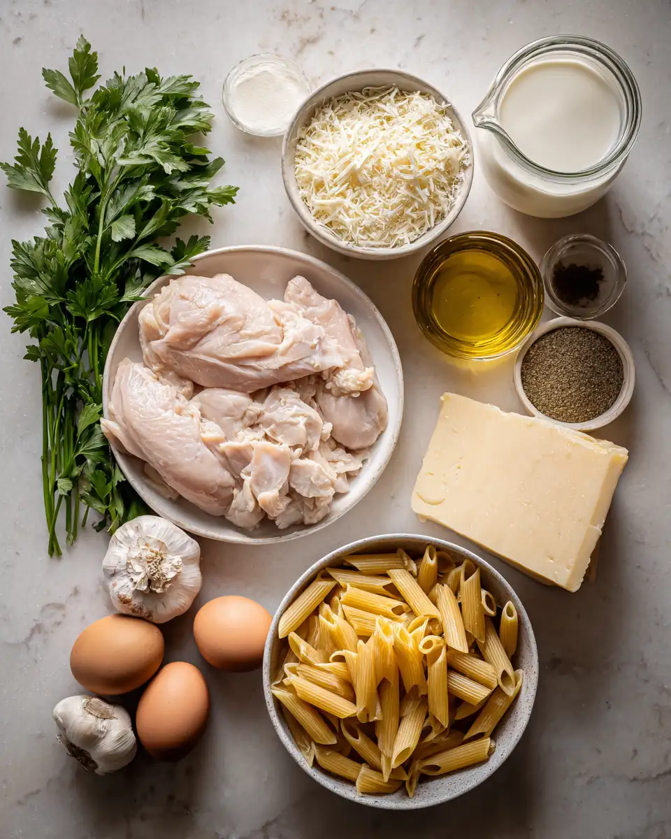 Ingredients for Creamy Crockpot Chicken Alfredo: Effortless Comfort in a Bowl