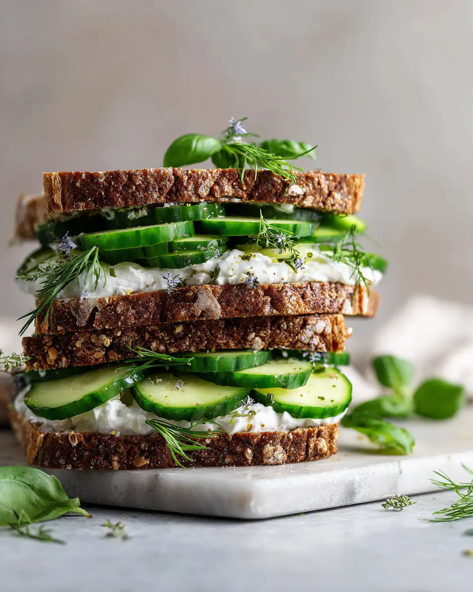 Final dish - Crunchy Cucumber Salad Sandwiches: A Refreshing Bite of Summer