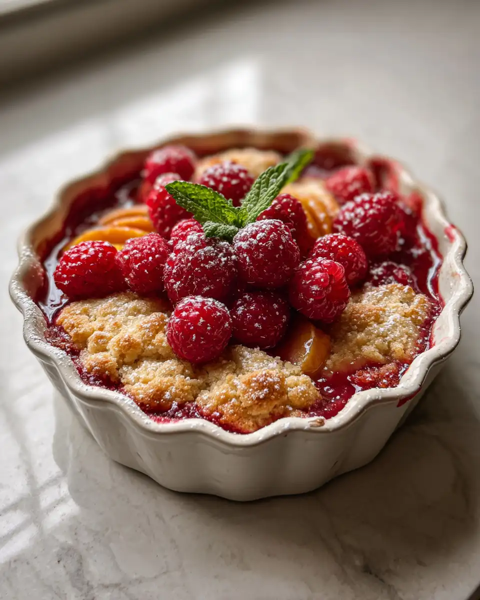 Final dish - Effortless Delight: Whip Up an Easy Peach and Raspberry Cobbler