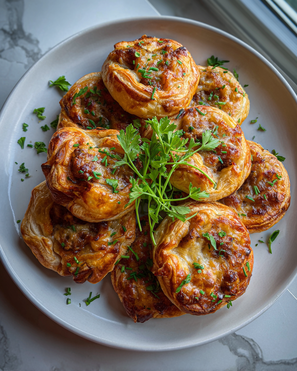 Final dish - Savor the Flaky Delight: Irresistible French Onion Sausage Pastries
