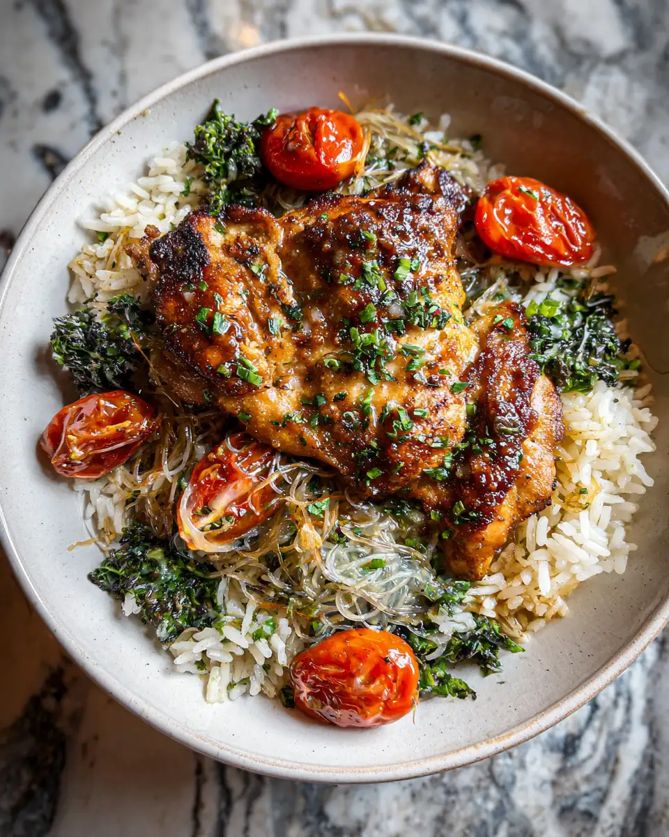 Final dish - Savor the Flavor: Garlic Butter Chicken and Rice Delight