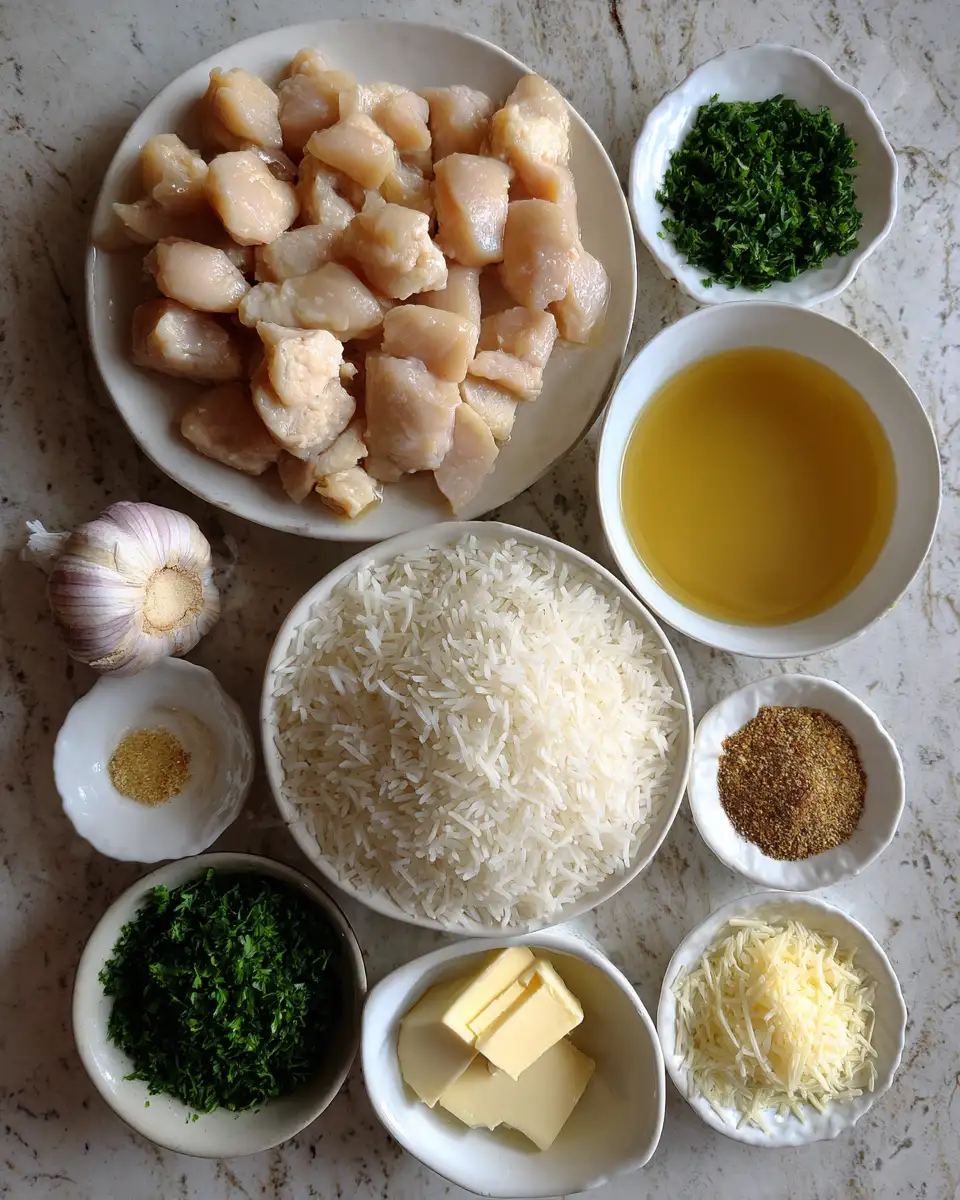 Ingredients for Savor the Flavor: Garlic Butter Chicken and Rice Delight