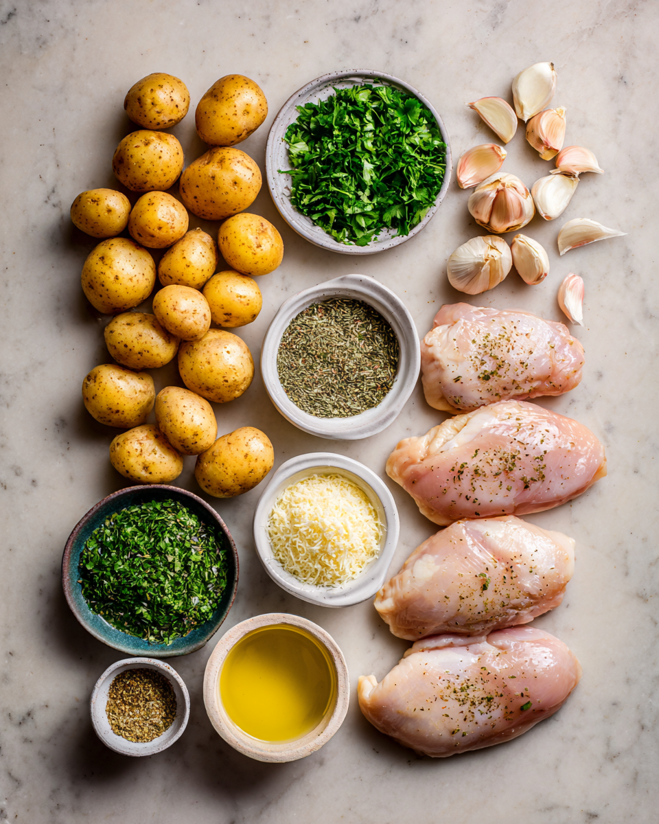 Ingredients for Slow-Cooked Bliss: Garlic Parmesan Chicken and Potatoes in Your Crockpot