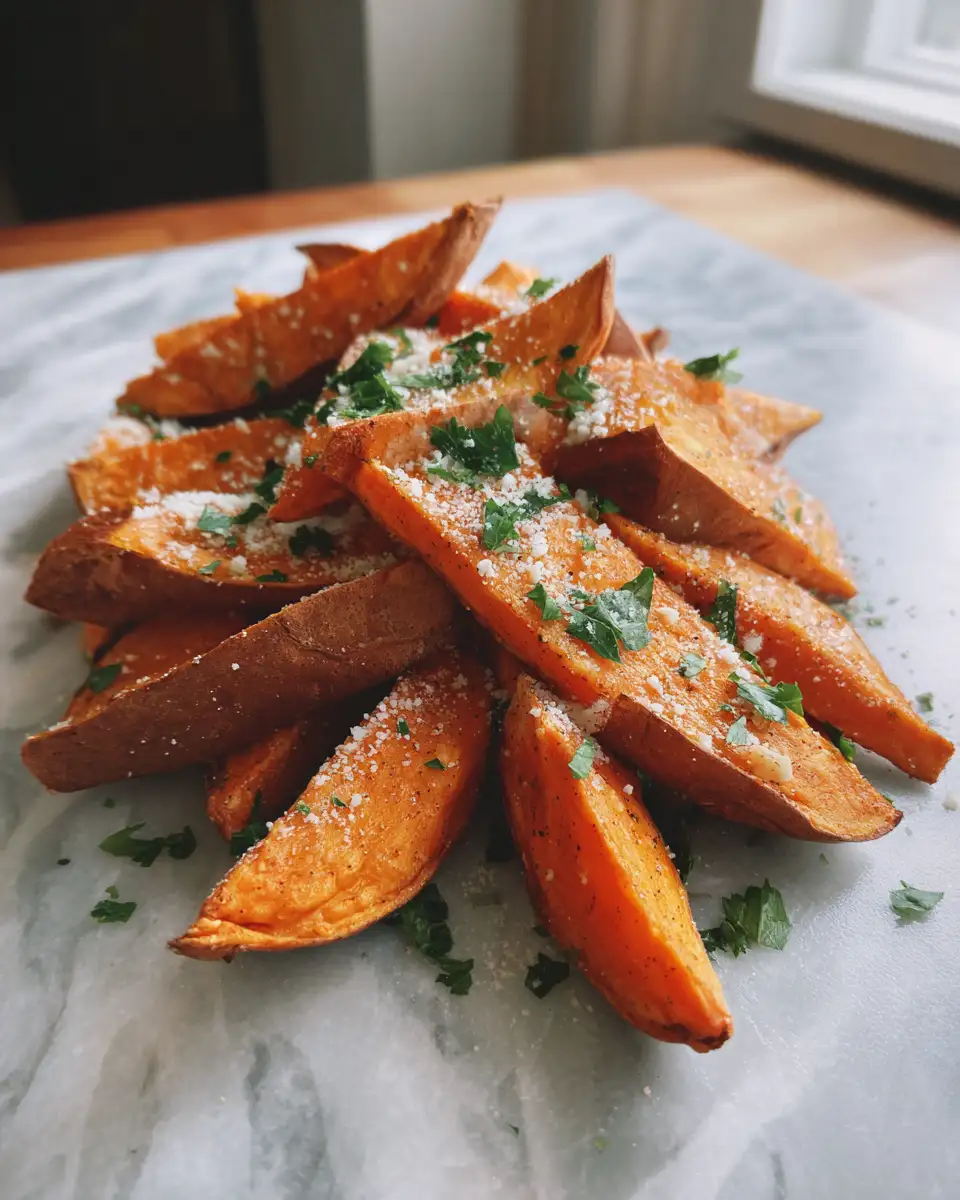 Ingredients for Crispy Garlic Parmesan Sweet Potato Wedges: A Flavor Explosion