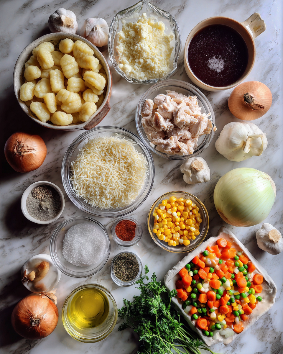 Gnocchi Chicken Pot Pie: Cozy Comfort in Every Bite 4 Ingredients for Gnocchi Chicken Pot Pie: Cozy Comfort in Every Bite