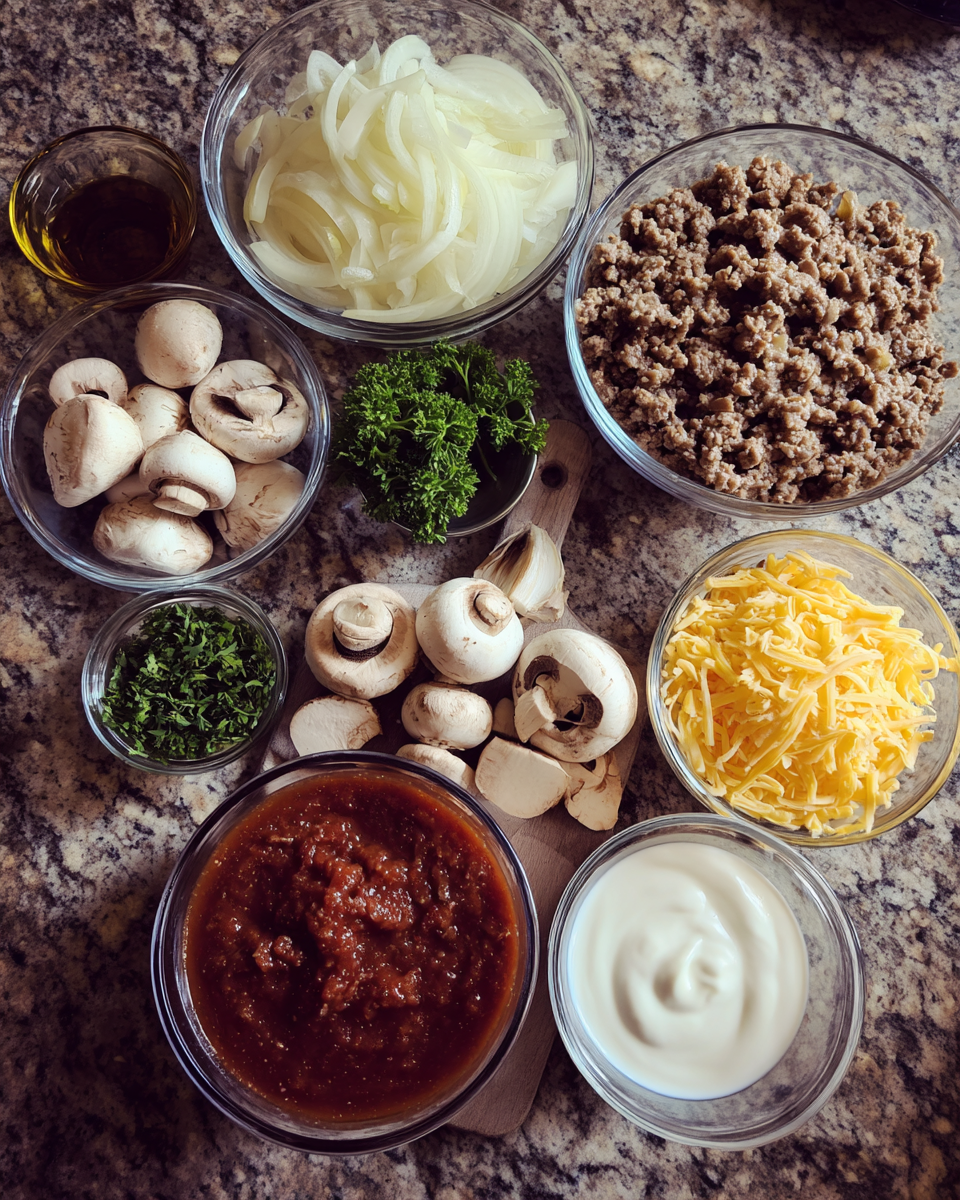 Savory Sensation: Unleash the Flavor of Hamburger Mushroom Bake 4 Ingredients for Savory Sensation: Unleash the Flavor of Hamburger Mushroom Bake