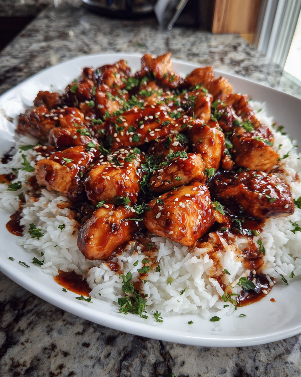 Final dish - Savor the Flavor: Irresistible Honey BBQ Chicken Rice Delight