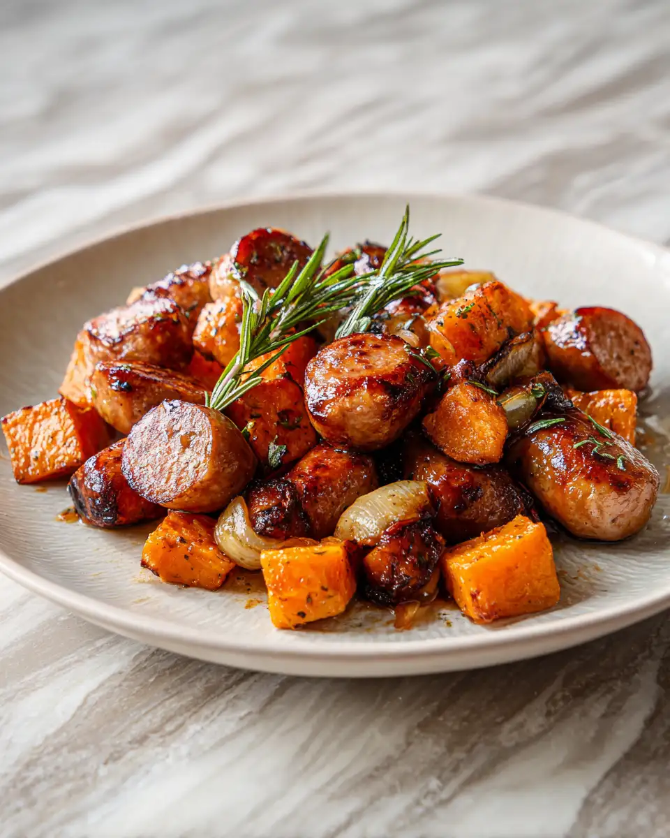 Final dish - Sweet & Savory Harmony: Honey Garlic Sausage with Roasted Sweet Potatoes