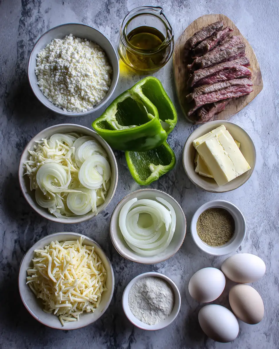 Ingredients for Sizzling Keto Philly Cheesesteak Rolls for Guilt-Free Indulgence