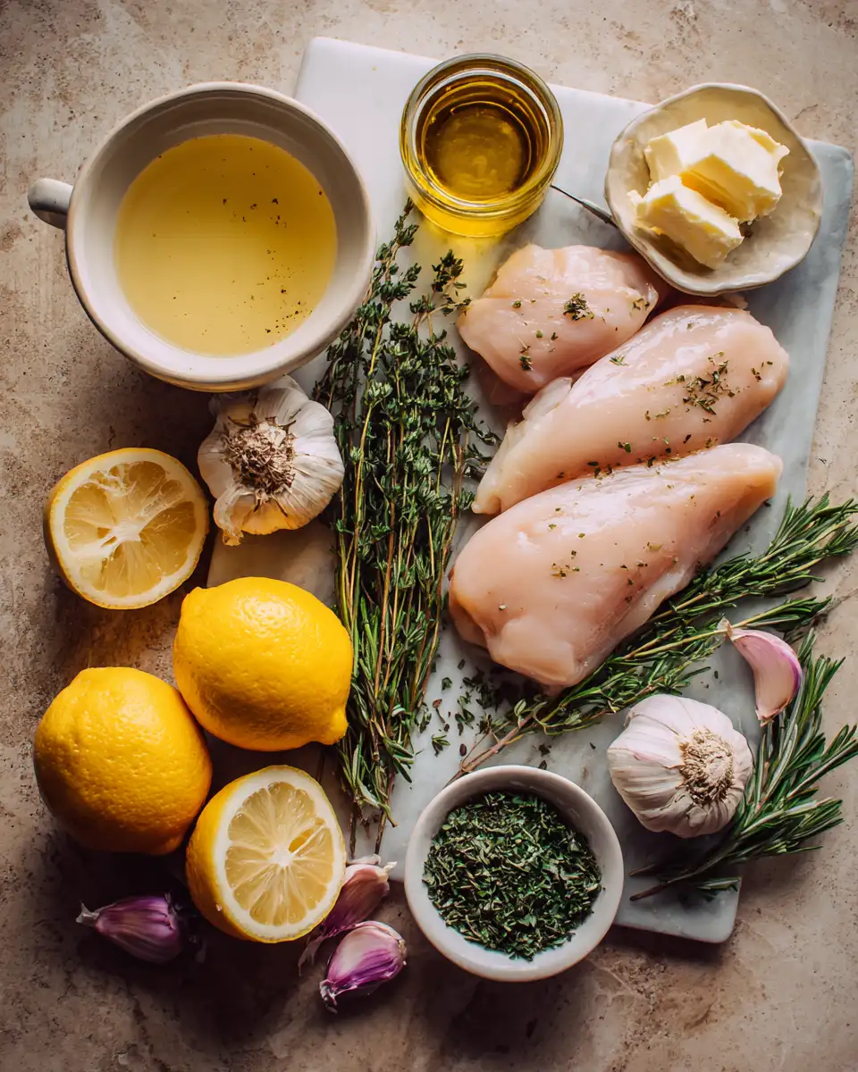 Ingredients for Zesty Lemon Butter Chicken with Fresh Herbs: A Flavor Explosion