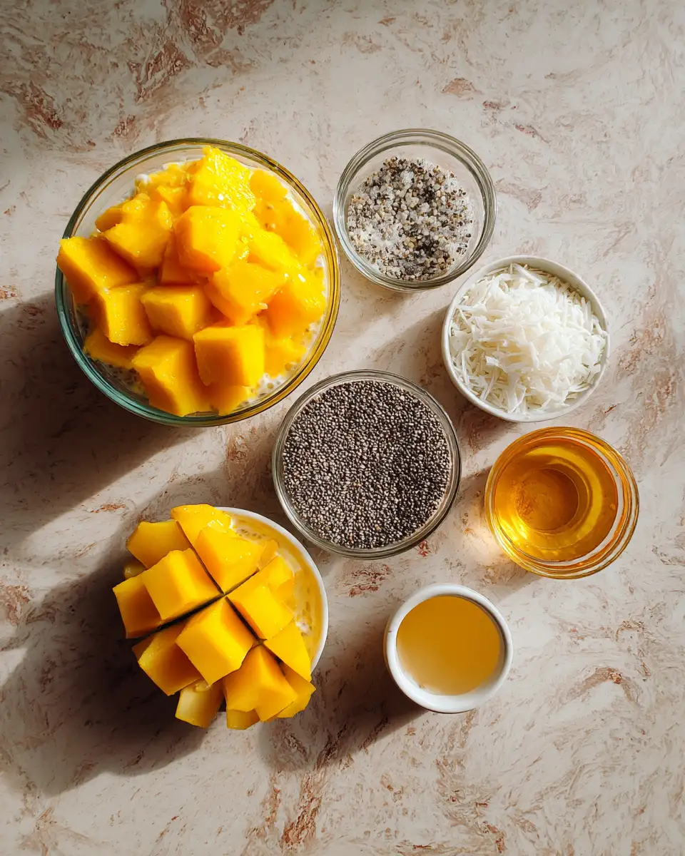Ingredients for Tropical Bliss: Dive into Mango Coconut Chia Pudding