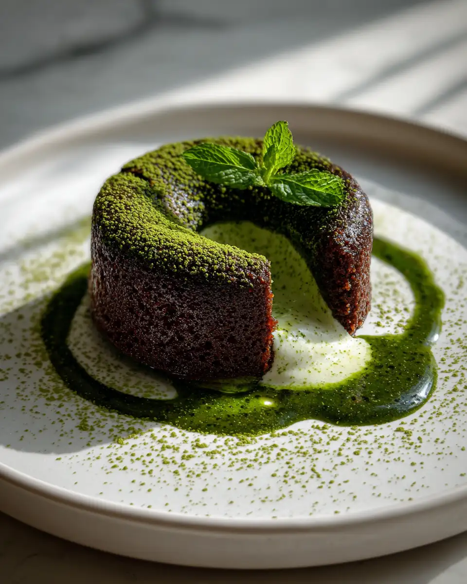 Final dish - Indulge in Bliss: Matcha White Chocolate Lava Cake Sensation