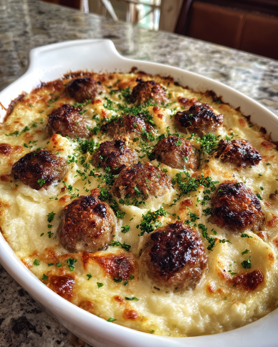 Final dish - Ultimate Comfort: Meatball and Mashed Potato Bake Delight