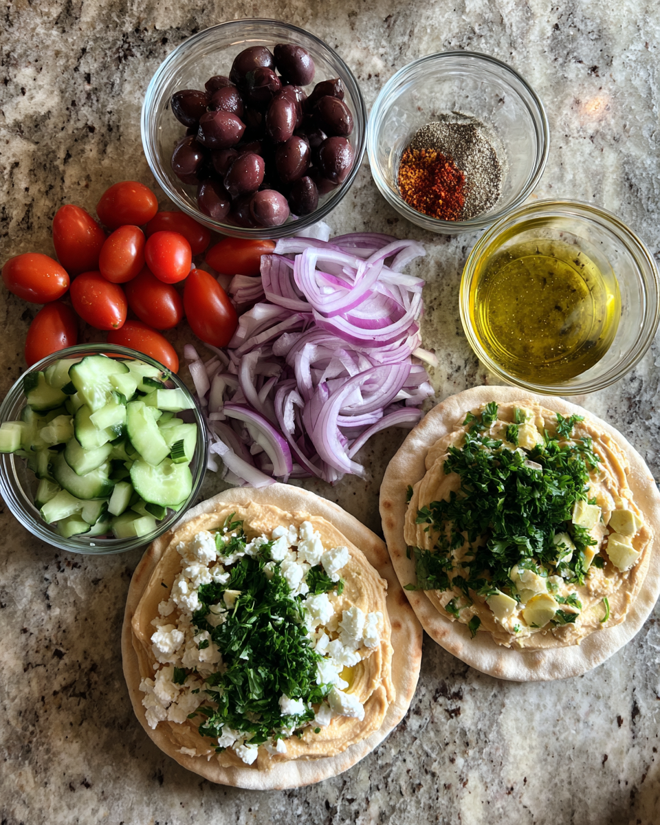 Mediterranean Flatbread Pizza: A Flavorful Journey to the Mediterranean Coast 4 Ingredients for Mediterranean Flatbread Pizza: A Flavorful Journey to the Mediterranean Coast