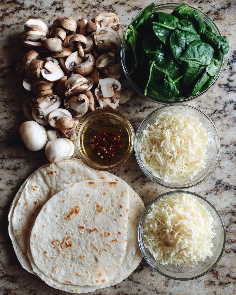 Ingredients for Savor the Flavor: Ultimate Mushroom & Spinach Quesadilla Delight