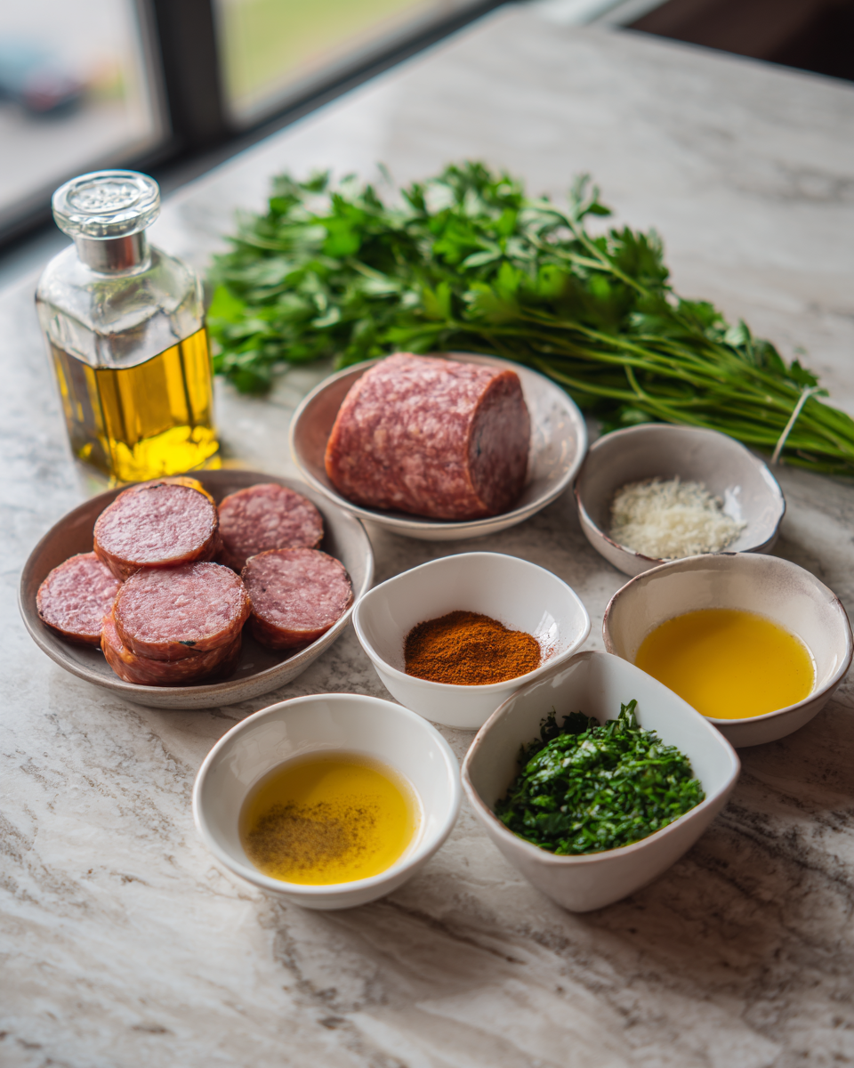 Ingredients for Zesty Mustard Hasselback Kielbasa Bites That Will Elevate Your Appetizer Game