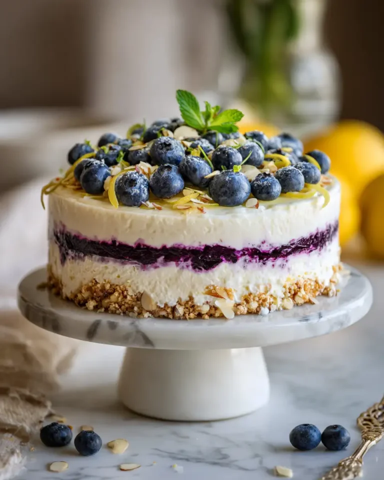 Zesty No-Bake Lemon Blueberry Cream Cake Delight - Featured Image