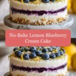 Zesty No-Bake Lemon Blueberry Cream Cake Delight
