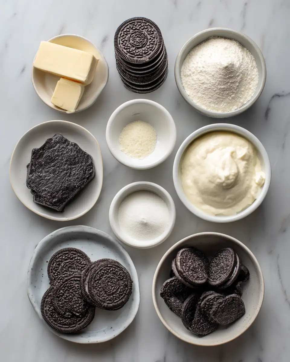 Ingredients for Heavenly No Bake Oreo Cheesecake Delight