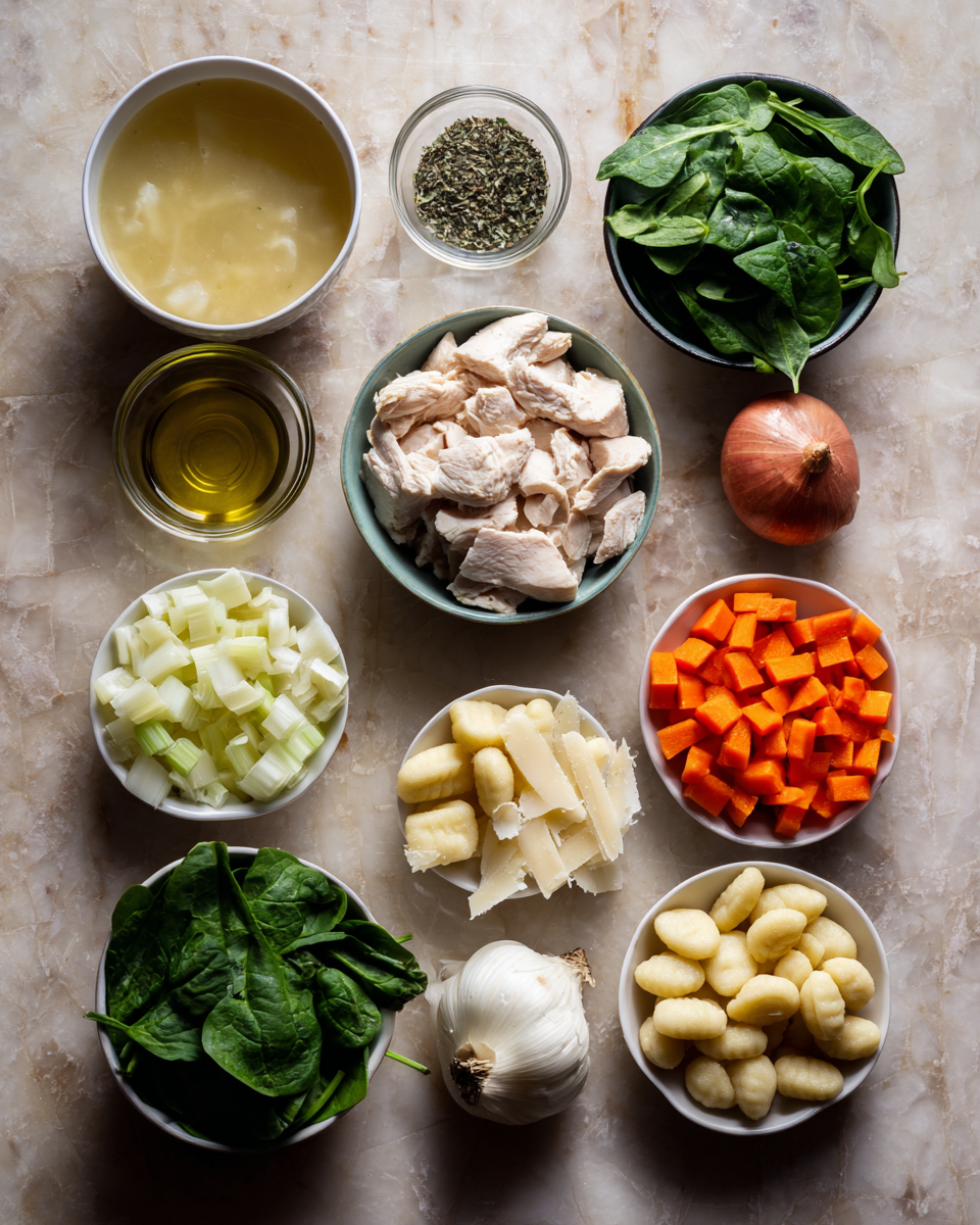 Ingredients for Unveiling the Secret to Olive Garden's Irresistible Chicken Gnocchi Soup