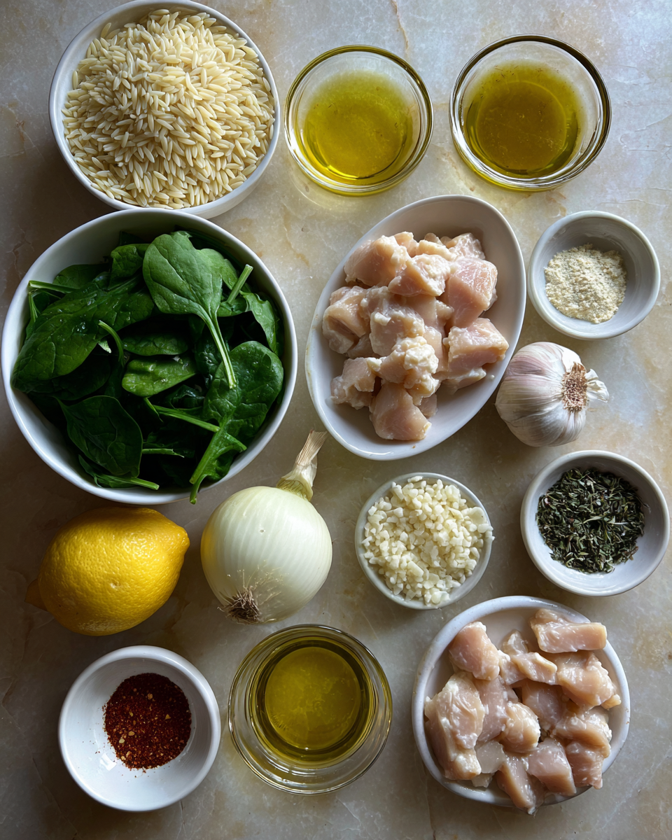 One-Pan Creamy Chicken Orzo: A Deliciously Simple Dinner Solution 4 Ingredients for One-Pan Creamy Chicken Orzo: A Deliciously Simple Dinner Solution