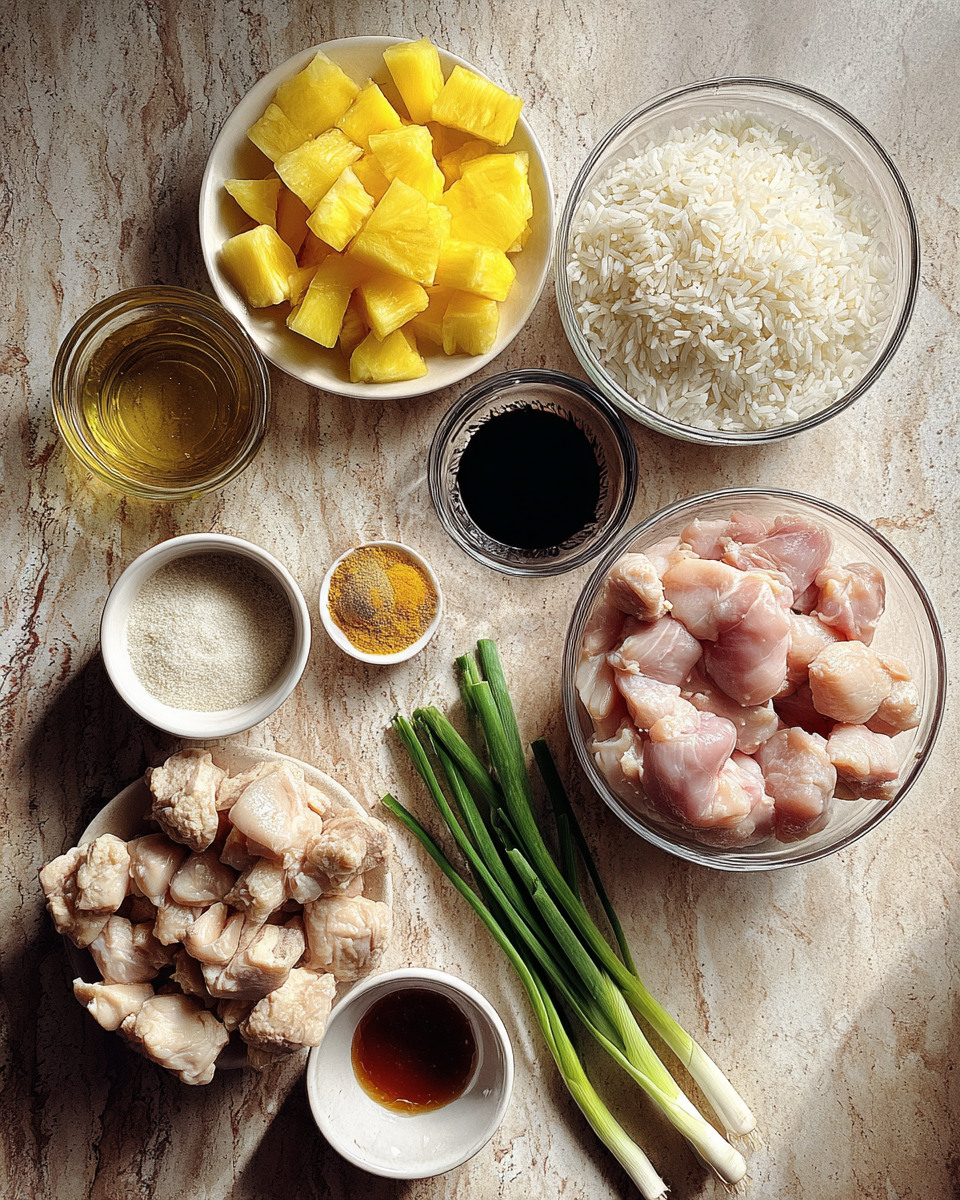 Ingredients for Tropical Delight Pineapple Chicken with Rice