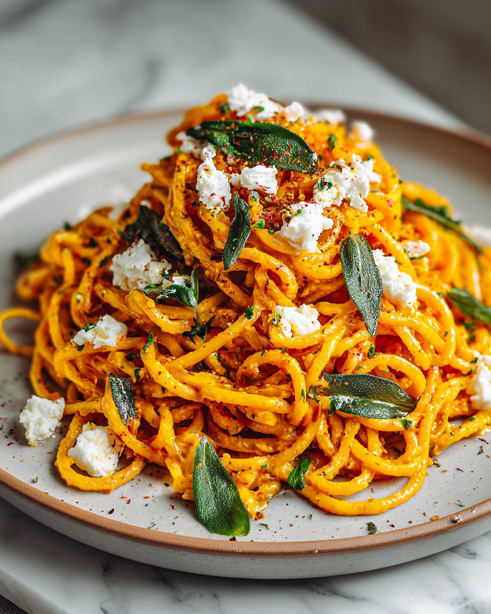 Final dish - Creamy Pumpkin Pasta with Feta Delight