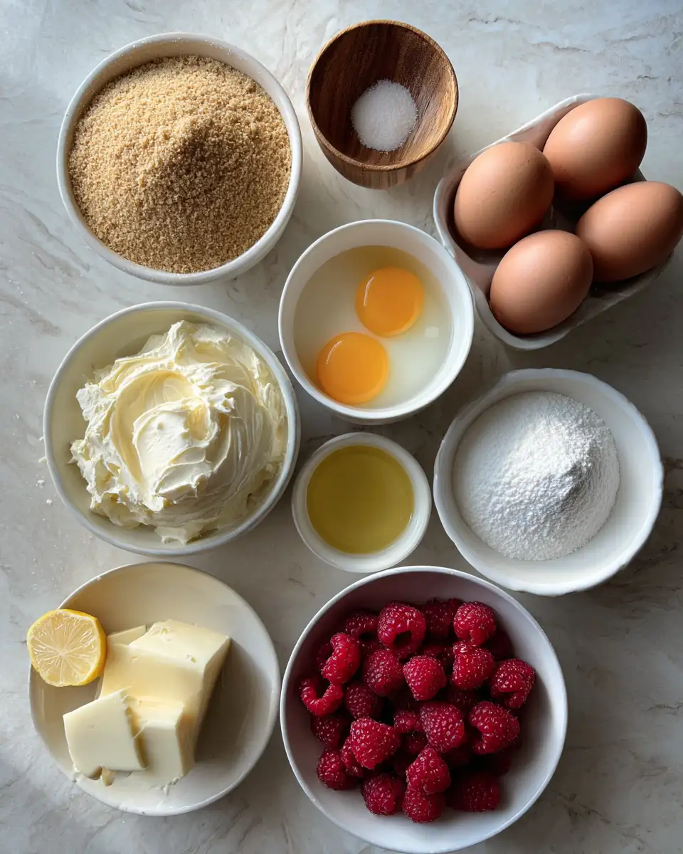 Ingredients for Irresistible Raspberry Swirl Cheesecake: A Dessert Dream Come True