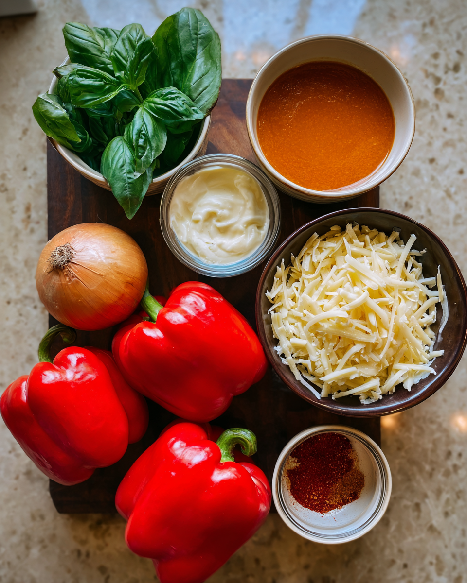 Ingredients for Creamy Comfort in a Bowl: Discover the Magic of Roasted Red Pepper Gouda Soup