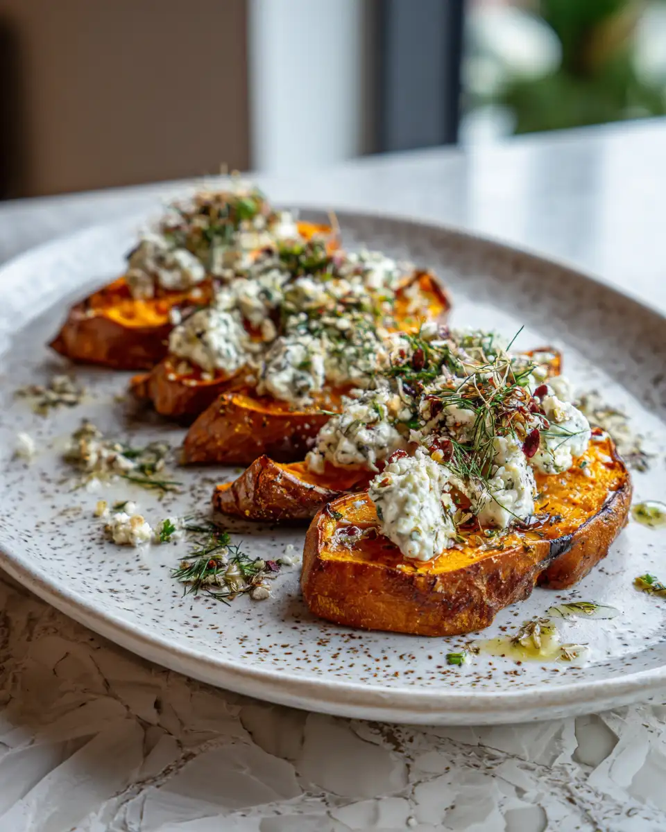 Final dish - Savor the Flavor: Roasted Sweet Potatoes with Herbed Ricotta Delight