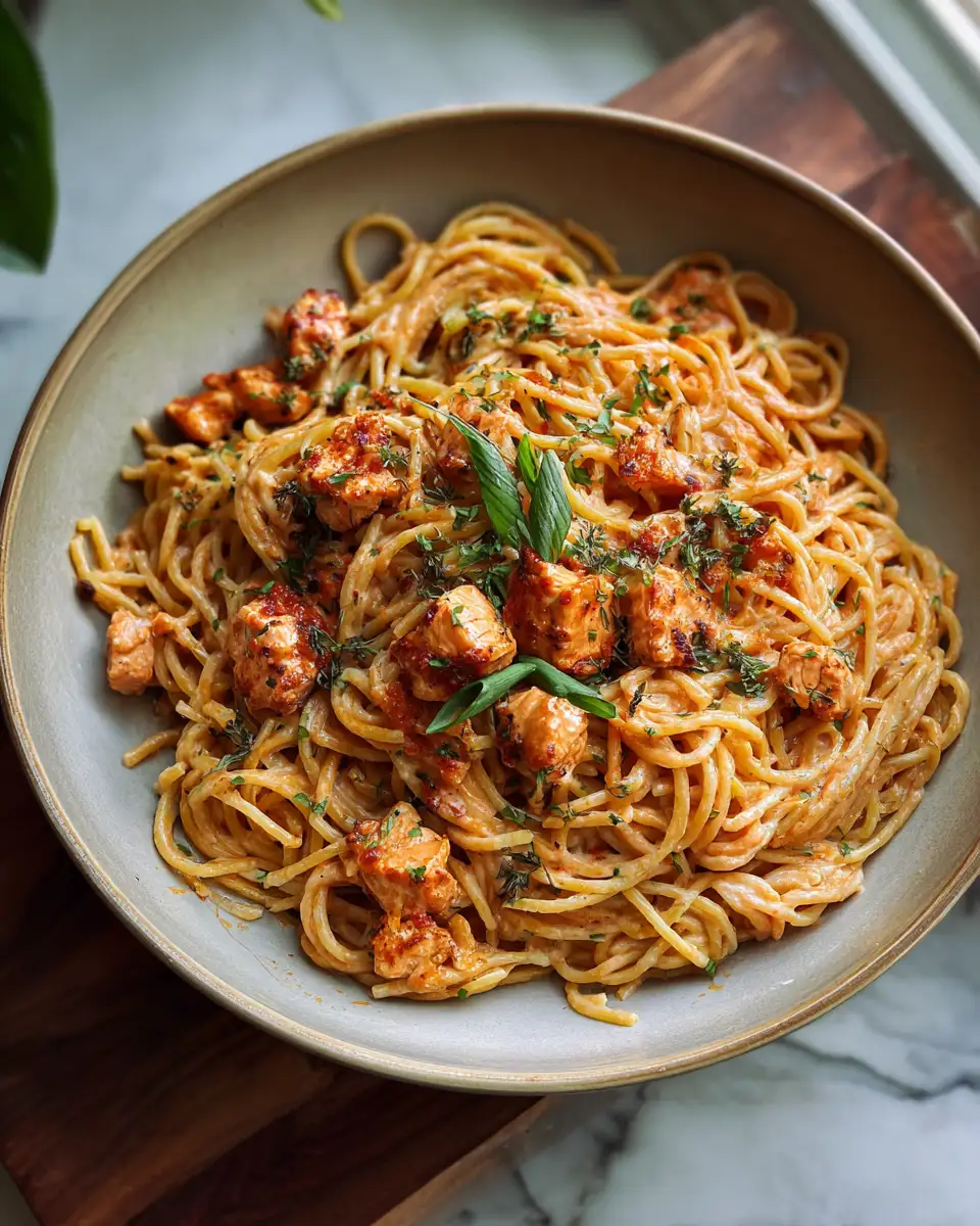 Final dish - Indulge in the Ultimate Creamy Salmon Pasta Delight