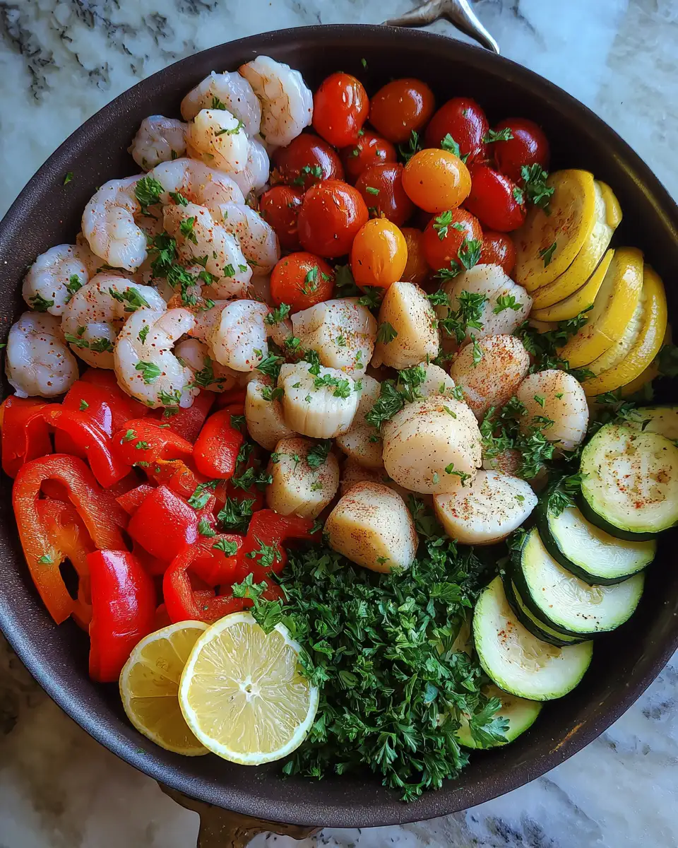 Ingredients for Sizzle and Savory: Quick Seafood Skillet Dinner Delight